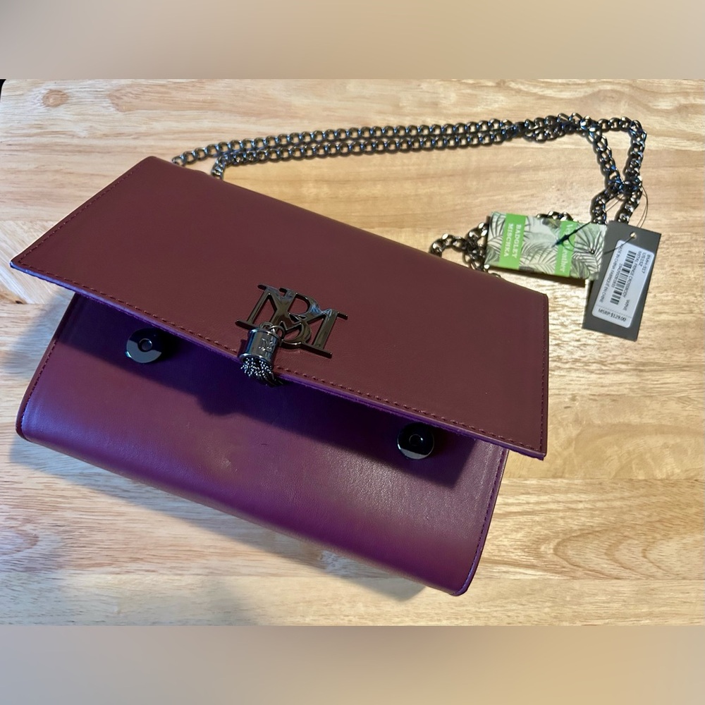 Badgley Mischka Monogram Tassel Crossbody - Wine Burgundy Red NWT - Picture 4 of 10